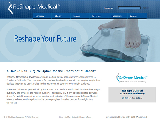 Reshape Medical's corporate site